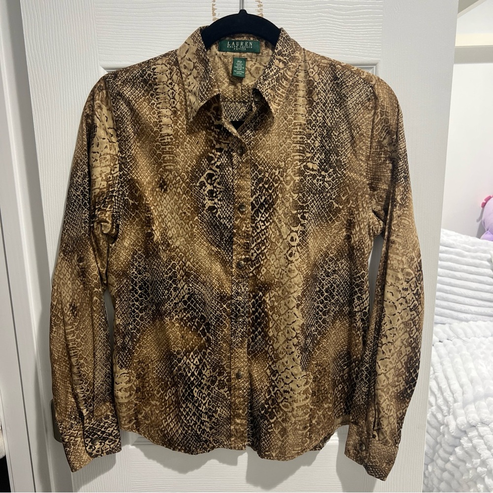 Lauren By Ralph Lauren Snake Reptile print Button up shirt